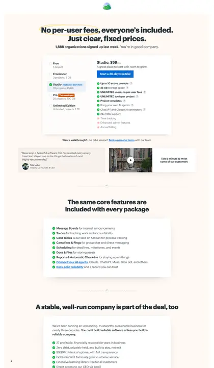 Basecamp pricing page as we read it on 2026-10-19