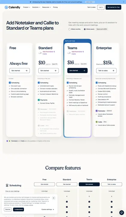 Calendly pricing page as we read it on 2026-10-19