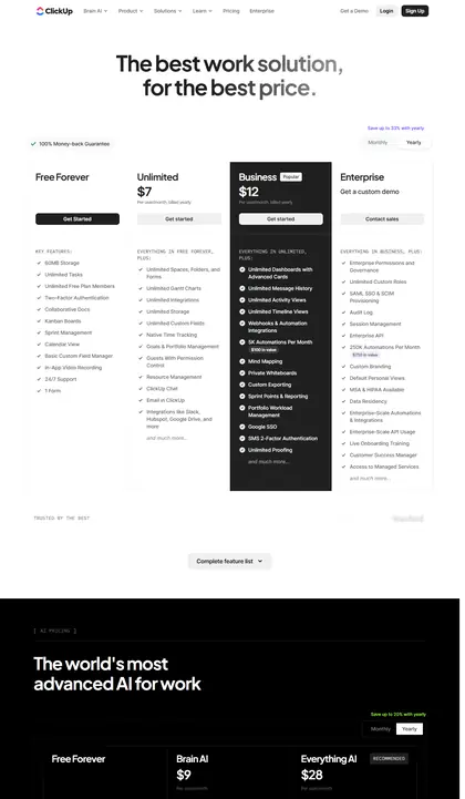 ClickUp pricing page as we read it on 2026-10-19