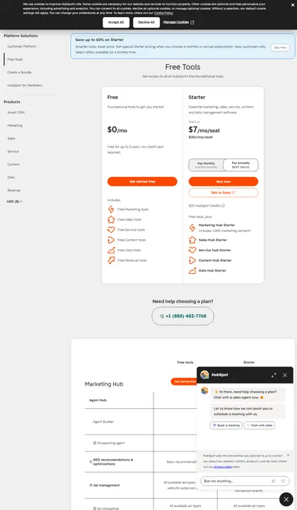 HubSpot pricing page as we read it on 2026-10-19