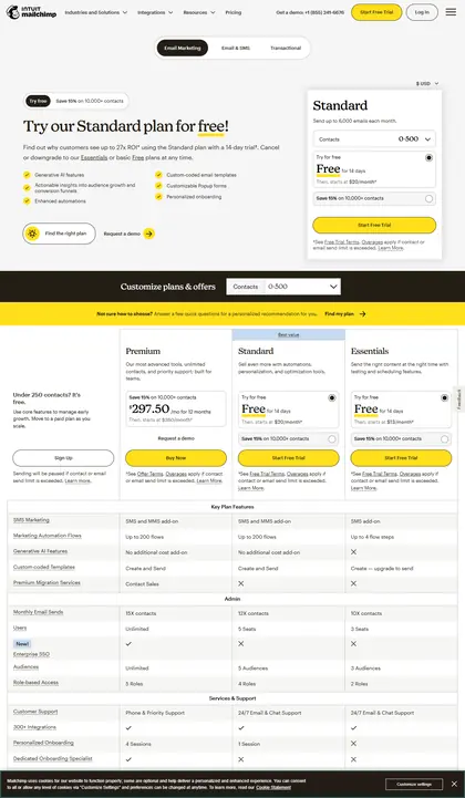 Mailchimp pricing page as we read it on 2026-10-19